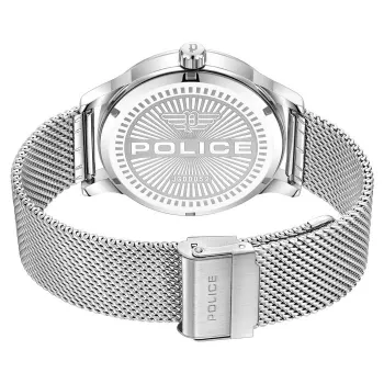 POLICE Herrenuhr PEWJG0005204 44,3mm Quarz Analog Edelstahl Schwarzes Zifferblatt Lederarmband
