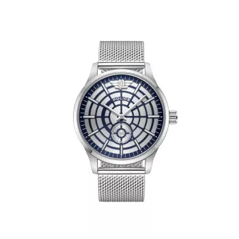 POLICE Herrenuhr PEWJG0005204 44,3mm Quarz Analog Edelstahl Schwarzes Zifferblatt Lederarmband