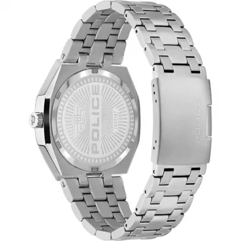 POLICE Herrenuhr PEWJG2110702 46mm Edelstahlgehäuse Schwarzes Lederarmband Analog Quarz