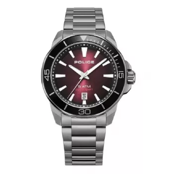 POLICE Herrenuhr PEWJH0021403 43mm Quarz Analog Blau Zifferblatt Braun Leder