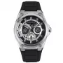 POLICE Herrenuhr PEWJQ2203201 45mm Edelstahlgehäuse Schwarzes Zifferblatt Lederarmband