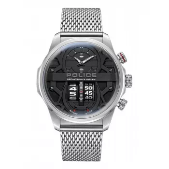 Police Herrenuhr Ranger II PEWJG0006504 44mm Blaues Zifferblatt Braunes Leder