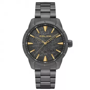 POLICE Raho Herrenuhr Quarz mit schwarzem Zifferblatt und Lederarmband PEWJG2202902