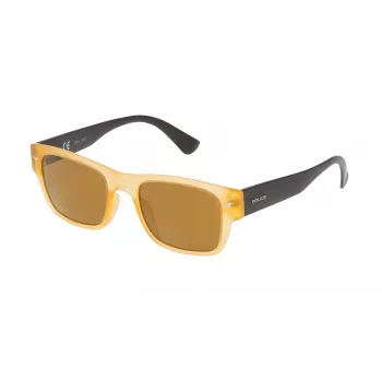 Police SPL15051760G Herren Rechteck-Sonnenbrille - Schwarzer Acetatrahmen, graue Gläser, 51 mm