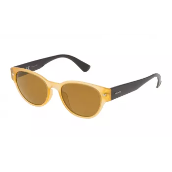 POLICE SPL15152760G Herren Rechteckige Sonnenbrille - Havanna Acetatrahmen, grüne Polycarbonatgläser, UV400-Schutz
