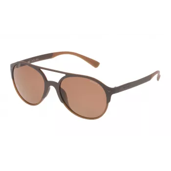 Police SPL1635594CP Unisex Rechteckige Sonnenbrille Havanna Acetatrahmen Grüne polarisierte Gläser 55/19/140 mm