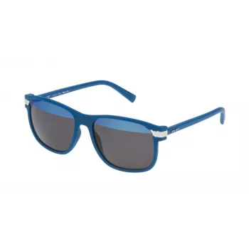 POLICE SPL23155DENH Herren-Sonnenbrille - Matt schwarzer Rahmen, blaue verspiegelte Gläser, UV400