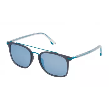 POLICE SPL58354M20P Unisex-Sonnenbrille - Schwarzer Acetatrahmen, graue polarisierte Gläser, 54 mm