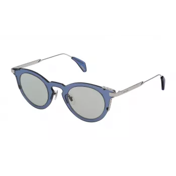 POLICE SPL624460579 Damen-Sonnenbrille - Glänzender schwarzer Acetatrahmen, graue Polycarbonatgläser, UV400-Schutz, 46 mm Glasbreite