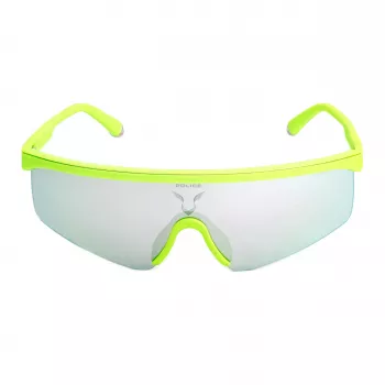 POLICE SPLA28997B8X Herren-Sonnenbrille - Glänzend schwarzer Rahmen, blaue verspiegelte Gläser