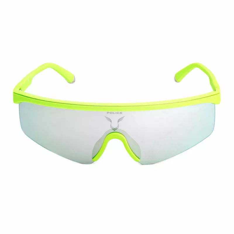 POLICE SPLA28997B8X Herren-Sonnenbrille - Glänzend schwarzer Rahmen, blaue verspiegelte Gläser