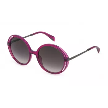 POLICE SPLD36-5407UZ Damen-Sonnenbrille Havana Acetat Braune Gläser 54mm