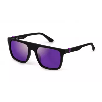 Police SPLF61 55U28W Herren-Sonnenbrille, rechteckig, Havana-Rahmen, braune Gradient-Gläser, 55mm