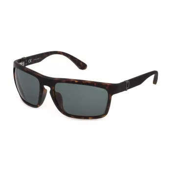 POLICE SPLF63-630878 Herren Rechteck-Sonnenbrille, Matt-Schwarzer Rahmen, Rauchglas, 63/18/130 mm