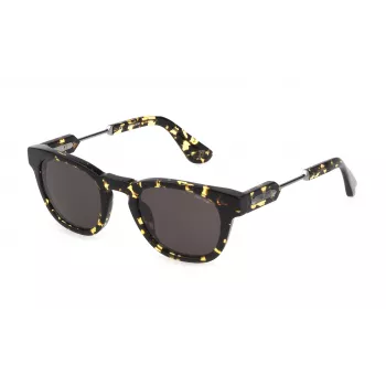 POLICE SPLF70-500781 Herren eckige Acetat-Sonnenbrille mit UV400-Schutz