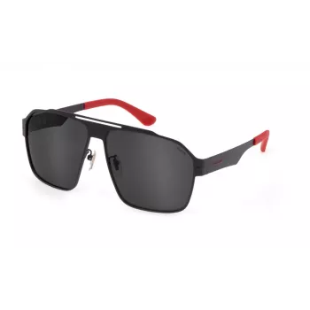 POLICE SPLL08M638YZP Herren Rechteck-Sonnenbrille Schwarz/Grau 63/13/140 mm