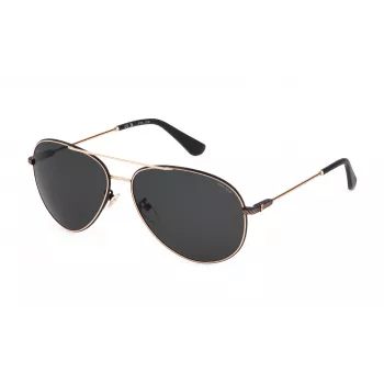 POLICE SPLL11-590302 Unisex-Sonnenbrille - Schwarzer Rahmen, graue Gläser, UV400, 59 mm