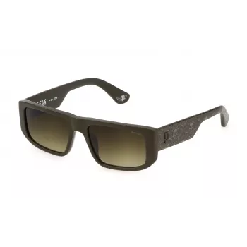 POLICE SPLL13-55073M Herren Rechteck-Sonnenbrille Havana 55/18/145 mm