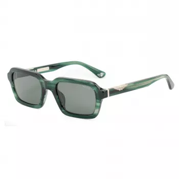 POLICE SPLL14-5309N6 Herren-Sonnenbrille - Schwarzer Acetatrahmen, graue Polycarbonatgläser, UV400-Schutz, 53 mm