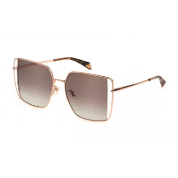 POLICE SPLL37-5608FC Damen Butterfly-Sonnenbrille Havana Acetat Brauner Verlaufsglas 56mm