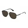 POLICE SPLL78-580627 Herren-Sonnenbrille, rechteckig, glänzend schwarzer Rahmen, graue Gläser, 58 mm