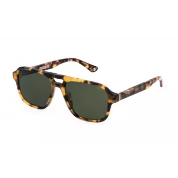 POLICE SPLL83-56AGGY Herren Rechteck-Sonnenbrille - Grauer Acetatrahmen mit grauen Polycarbonatgläsern - 56/17/145 mm