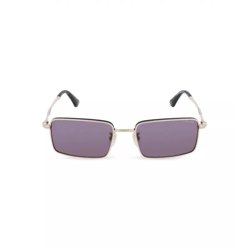POLICE SPLL85M540302 Herren-Sonnenbrille, eckig - Matt-Schwarzer Rahmen, Graue Gläser, UV400