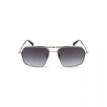 POLICE SPLL86-58302Y Herren eckige Havanna-Acetat-Sonnenbrille mit grünen Polycarbonatgläsern UV400