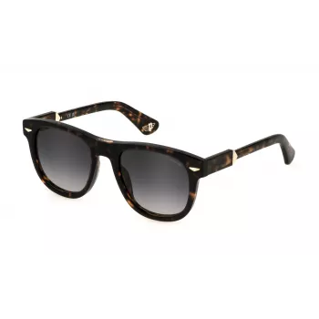 Police SPLL87E526E4V Unisex Sonnenbrille Havana Acetatrahmen Grüne Polycarbonat-Gläser 52mm
