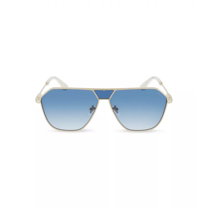 POLICE SPLL89-620300 Herren Pilotensonnenbrille - Glänzend schwarzer Rahmen, rauchgraue Gläser, 62 mm