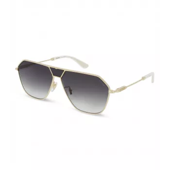 POLICE SPLL89-62300Y Herren Rechteck-Sonnenbrille - Schwarzer Rahmen Graue Gläser 62mm
