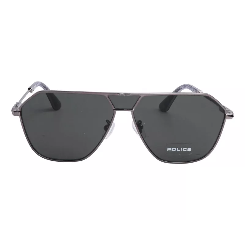 POLICE SPLL89-62509Y Herren eckige Acetat-Sonnenbrille - Schwarzer Rahmen, graue Gläser 62/11/145 mm
