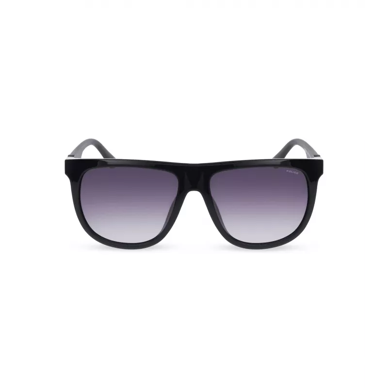 POLICE SPLN33M590Z42 Herren-Sonnenbrille - Schwarzer Acetatrahmen, graue Polycarbonatgläser, UV400-Schutz, 59 mm Glasbreite