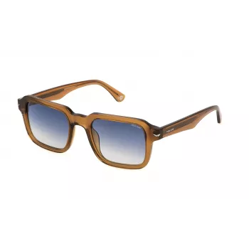 POLICE SPLN36-5206A9 Herren Rechteck-Sonnenbrille - Schwarzer Rahmen, graue Gläser 52mm