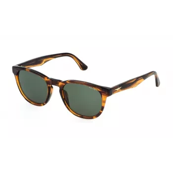 POLICE SPLP22-530836 Herren Rechteckige Sonnenbrille, Schwarzes Gestell, Graue Gläser, 53mm