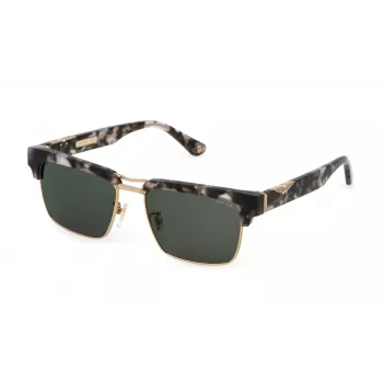 POLICE SPLP25-5507MR Herren-Sonnenbrille - Schwarzer Rahmen, grau verspiegelte Gläser 55/17/145 mm