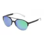 POLICE Unisex Rechteckige Sonnenbrille SPL163556PCV - Schwarzer Acetatrahmen, graue Gläser 55/19/140 mm