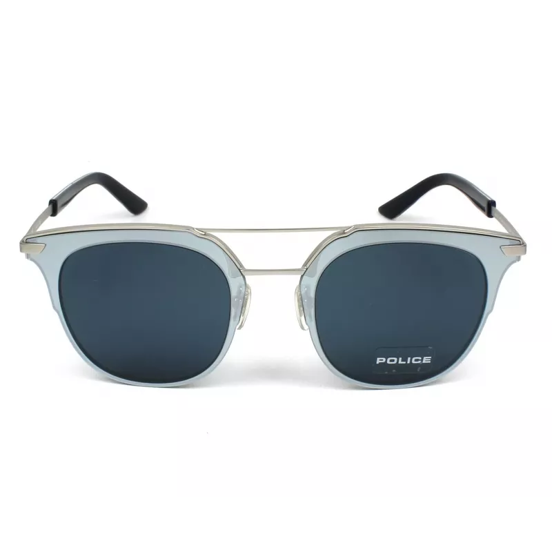 POLICE Unisex SPL584-0581 Sonnenbrille (50/22/145 mm) Schwarzer Rahmen Graue Gläser UV400