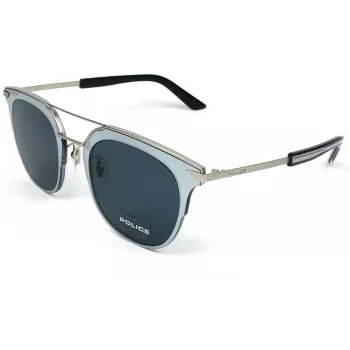 POLICE Unisex SPL584-0581 Sonnenbrille (50/22/145 mm) Schwarzer Rahmen Graue Gläser UV400