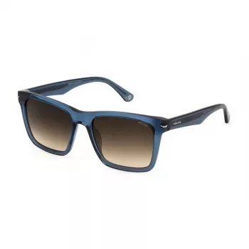 POLICE Unisex Sonnenbrille SPLN35M530955 Schwarzer Rahmen Graue Gläser 55/19/145 mm UV400