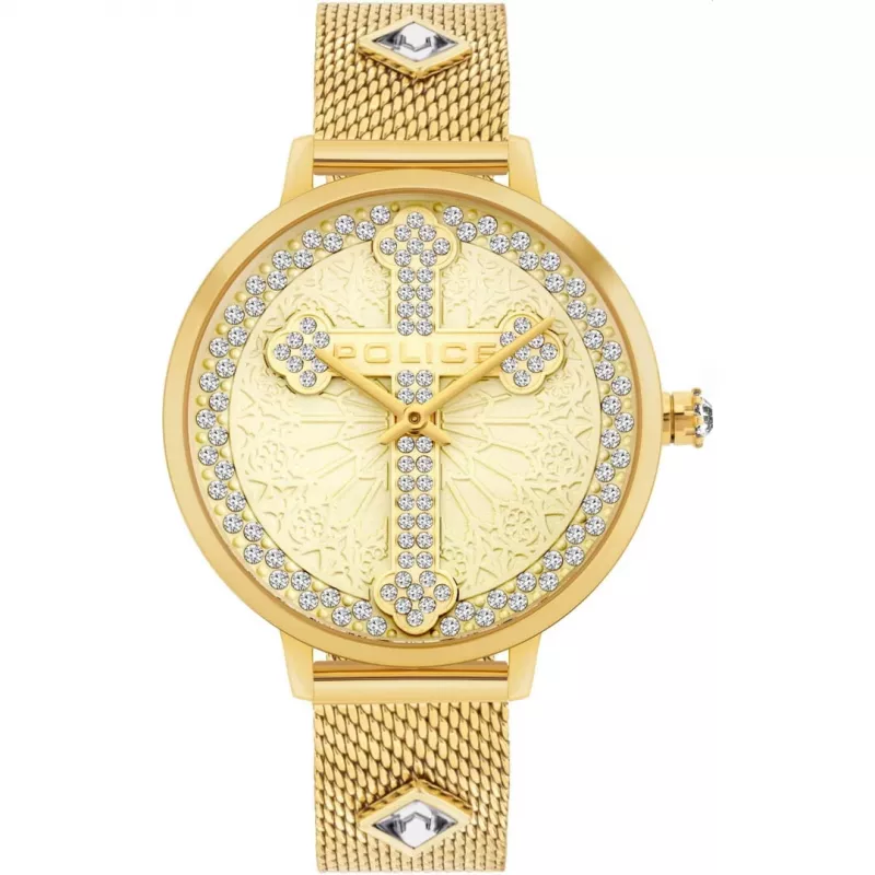POLICE Damen PL16031MSG22M Raho Quarz Analog Uhr 36mm Edelstahl Mesh Silber