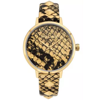 POLICE Damen Raho Quarz Analoguhr PEWLA2109702 36mm Schwarzes Leder