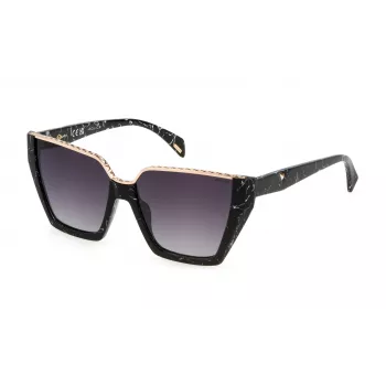 POLICE Damen Rechteckige Acetat-Sonnenbrille SPLL33E570869 mit grauen UV400-Gläsern