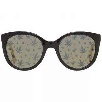 POLICE Damen SPL408E546XKL Rechteckige Sonnenbrille - Schwarzer Acetatrahmen, Graue Polycarbonatgläser, UV400-Schutz