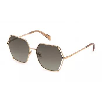 POLICE Damen SPLD31-560300 Rechteckige Sonnenbrille - Schwarzer Acetatrahmen, Graue Polycarbonatgläser, UV400-Schutz