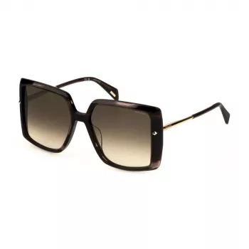 Police Damen-Sonnenbrille SPLL96M Butterfly Cat Eye Havana Braun Acetatgestell Braune Verlaufsgläser 56mm