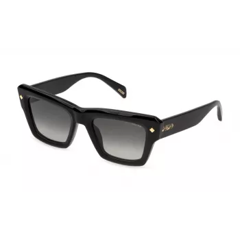 POLICE Damen SPLP48-520700 Rechteckige Sonnenbrille, Havanna-Fassung, Braune Gläser, 52mm