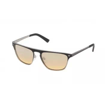 POLICE Damen-Sonnenbrille S897856W01X Rechteckig Schwarzer Rahmen Graue Gläser 56/18/135 mm