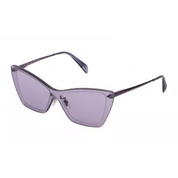 POLICE Damen-Sonnenbrille SPL936990Q63 - Glänzend schwarzer Rahmen, braune Verlaufsgläser, 99/0/140 mm