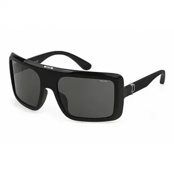 POLICE Damen-Sonnenbrille SPLF62M6104AW - Rechteckiger Acetatrahmen mit UV400 grauen Gläsern (62/18/140 mm)